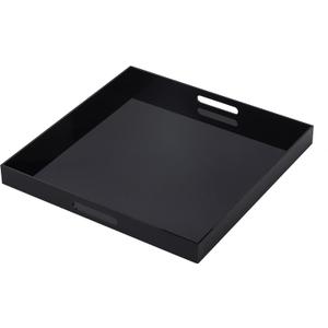 Black Oversize Acrylic Serving Tray with Handles 19x19 Inch -Spill Proof- Decorative Trays Countertop Organizer for Ottoman,Nightstand, Sidetable, Butler (19x19 Inch, Black)