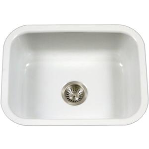 Houzer Porcela White Porcelain Enamel Steel Kitchen Sink: 23 Inch Undermount Single Bowl Sink, Durable & Versatile, Essential for Home and Apartment: PCS-2500 WH