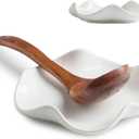 Spoon Rest for Stove Top, 5.2" Ceramic Spoon Holder for Kitchen Countertop, Coffee Spoon Rest, Large Cooking Spatula Holder for Spoons, Ladles or Tongs, Housewarming, Christmas Gifts, White