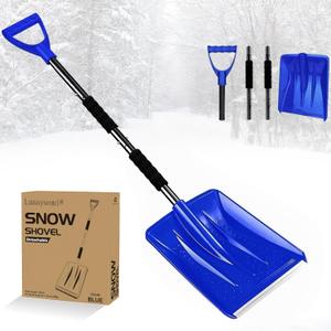 Snow Shovel for Car & Driveway, 2026 New Upgrade Snow Shovels, 42.5" Lightweight Aluminum Alloy Shovel, Detachable Emergency Snow Shovel for Cars, Home, Garden, Mud and Snowman, Snow Removal (Blue)