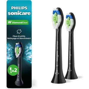 Philips Sonicare W DiamondClean - Genuine Replacement Electric Toothbrush Heads, Black, 2 Pack, HX6062/95