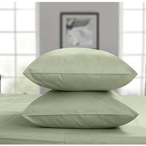 Threadmill Cotton Pillow Cases - Standard Size Set of 2, 100% Pure Cotton, 300 Thread Count Sateen Weave Sage Green - Ultra Soft & Comfortable Hotel Quality Pillow Protectors