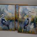 HLNIUC Great Blue Heron Wall Art Set of 3, Watercolor Coastal Bird Wall Decor(24x36), Wildlife Animal Illustrations Canvas Painting, Modern Boho Nature Avian Art Prints for Living Room,Bedroom, Office
