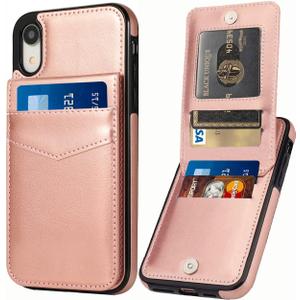 iPhone XR Wallet Case with Credit Card Holder for Women Men PU Leather Wallet Case for iPhone XR Case 6.1 inch (Rose Gold)