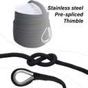 NovelBee 1" Anchor Line 150',Double Braid Nylon Rope with Thimble (Black)