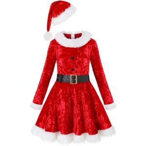 Koatobbor Girls Mrs. Santa Costume Red Dress Christmas Holiday Dress Up Outfits  9-10Years XL