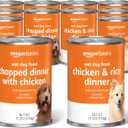 Amazon Basics Chopped Ground Dinner Wet Dog Food Variety Pack, Chicken and Rice Flavor and Chopped Dinner with Chicken, Made with Natural Ingredients, 13.2oz Cans (Pack of 12)