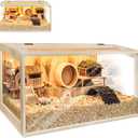 Prolee Hamster Cage Chewproof Wooden 24 Inch Guinea Pig Cages Mice and Rat Habitat Openable Top with Acrylic Sheets Solid Built
