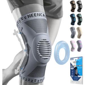 NEENCA Professional Knee Brace for Pain Relief, Medical Knee Support with Patella Pad & Side Stabilizers, Compression Knee Sleeve for Meniscus Tear, ACL, Joint Pain, Runner, Workout - FSA/HSA Eligible (Gray, XL)