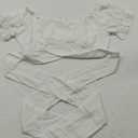 LYANER Women's Ruffle Short Sleeve Tie Up Back Crop Top Off Shoulder Bardot Blouse, Size Large