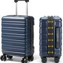 Lekesky 18 Inch Expandable Carry On Luggage Airline Approved, Hard Shell Suitcase with TSA Lock, Lightweight Spinner Wheels for Travel Weekend Trips Men Women, Blue