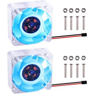 GeeekPi 2pcs Quiet Cooling Fan 40x40x10mm 4010 Fan DC 5V 3.3V Brushless CPU Cooling Fan Cooler Radiator for Raspberry Pi 4B/3B+/3B/2B (Blue)