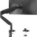 Single Monitor Desk Mount for 13-35 inch Ultrawide Flat/Curved Screens, Heavy Duty Gas Spring Monitor Arm Stand Holds up to 30.8lbs, Fully Adjustable, Clamp and Grommet Base