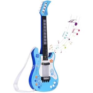 Kids Toddler Baby Childrens Electric Toy Guitar with Strap Ideal for 3 4 5 7 8 Year Old Boys Girls Gifts(Blue)