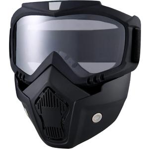 Paintball Mask Anti Fog,Tactical Full Face Mask Ski Mask Goggles Detachable Adjustable,Motorcycle Riding Face Protection (Transparent)