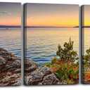 Canvas Wall Art for Living Room Bathroom Wall Decor for Bedroom Artwork Canvas Prints Sun Ocean Landscape Painting 12" x 16" 3 Pieces Framed Office Family Wall decorations Pale yellow kitchen picture