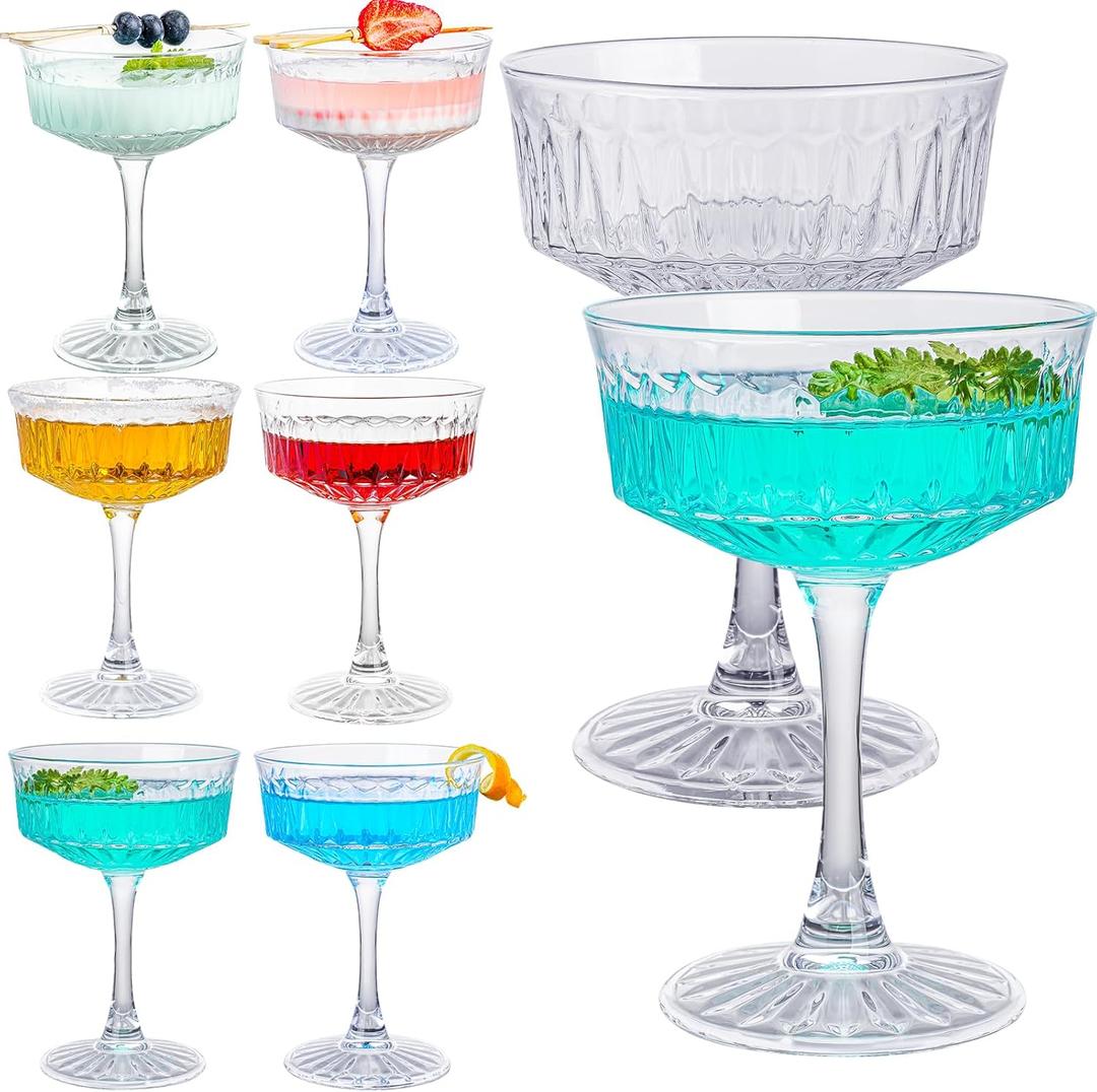 Crystal Coupe Glasses Set of 6, 6.8oz Cocktail Glasses, Champagne Coupe, Martini, Perfect For Parties, Gifts, Aniversary