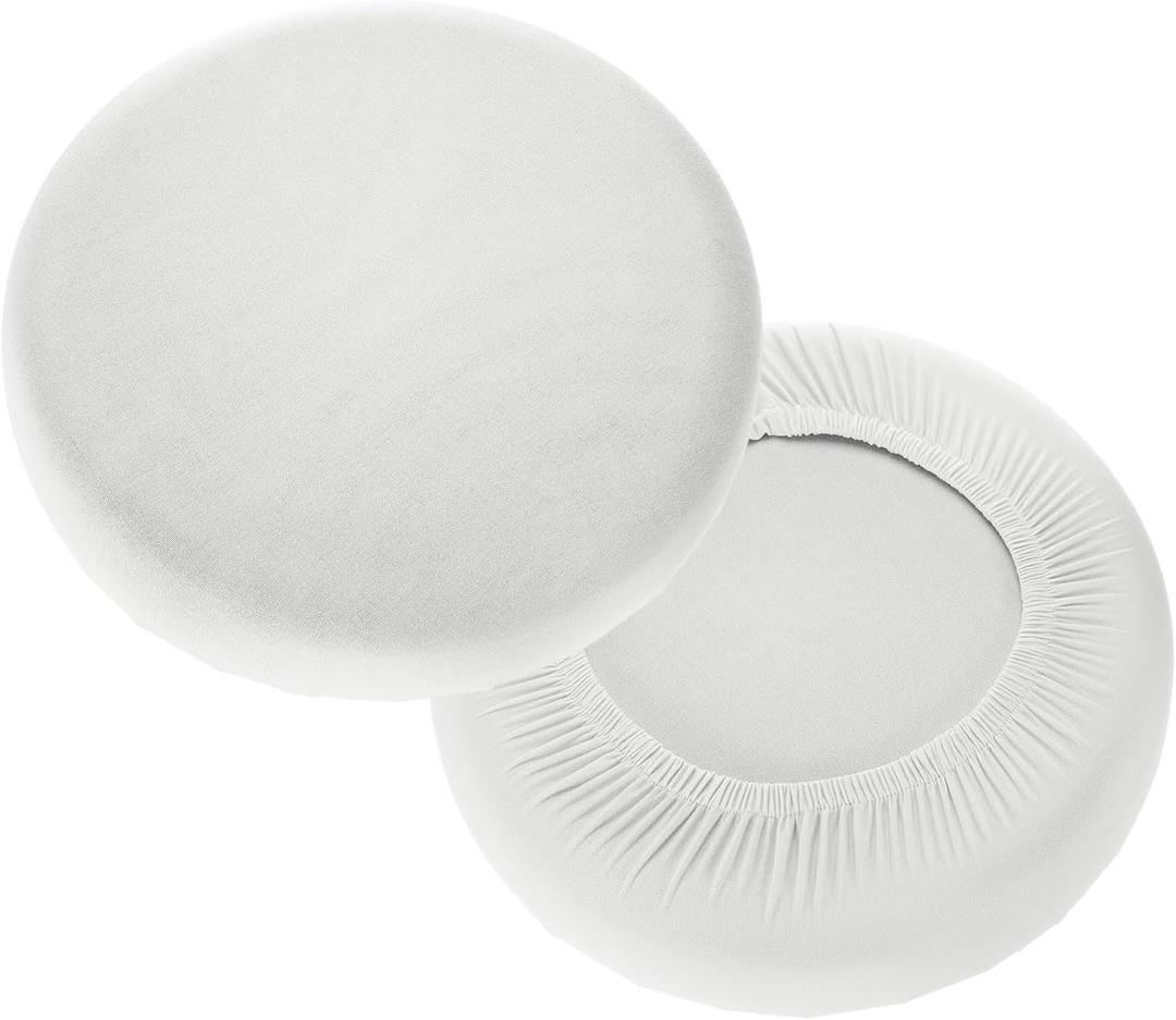 uxcell 2 Pack Stool Covers Round, 11-15 Inch Bar Stool Covers Washable Dustproof Slipcover Seat Cushion with Elastic for Bar Kitchen Living Room Decor, White