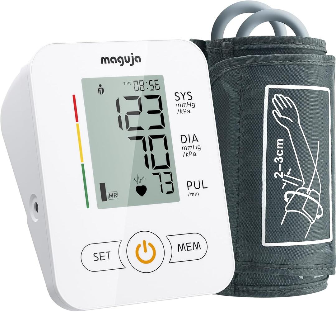 Arm Blood Pressure Monitor,maguja Blood Pressure Machine,BP Monitor Automatic Upper Arm Digital with Blood Pressure Cuff for Home Use (White)