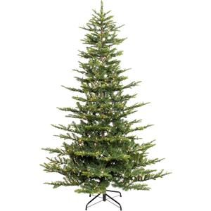 Puleo International 6.5ft Pre-Lit Aspen Fir Artificial Christmas Tree with 500 Clear Lights, 903 Realistic Dense Branch Tips, Easy Setup Artificial Trees with Sturdy Metal Stand