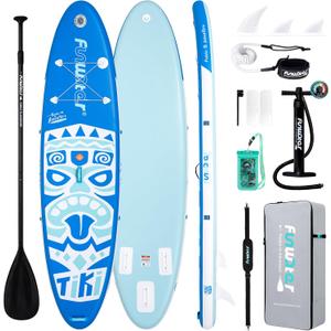 FunWater Inflatable Stand Up Paddle Board with Beginners SUP Accessories 10'6'' SUP,Anti-Slip EVA Deck,200-450lbs Capacity/Big Fin，Inflatable Paddle Boards for Adults & Youth of All Skill Level, 10'6×33"×6"