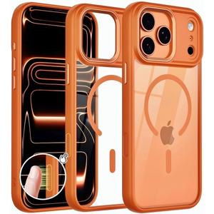 Magnetic for iPhone 17 Pro Max Case Compatible with MagSafe [AI Side Camera Button] Protective Cover Anti Yellowing Shockproof Clear Back Phone case Complement Cosmic Orange