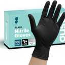 Comfy Package Black Nitrile HEAVY DUTY 6 Mil. Chemical Resistance, Latex & Powder Free, Textured Fingertips Disposable Gloves (Large)