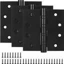 3 Pack Stainless Steel 4'' Door Hinges, 4in x 4in Heavy-Duty Ball Bearing Door Hinges with Square Corners for Exterior & Interior Doors, Black