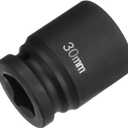 HARFINGTON 6-Point Impact Socket 3/4" Drive 30mm Metric 40Cr Alloy Steel Spindle Axle Nut Impact Socket