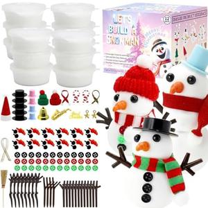 Rtisaeu 12 Pack Christmas Snowman Crafts for Kids, Build a Snowman Kit Indoor Decorations, DIY Snowman Kit Christmas Stocking Stuffers Gift Snowman Making Kit Toys for Activities Party Supplies