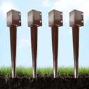 Thealyn Heavy Duty Metal Fence Post Anchor 24 Inch, 4"x4" Ground Spike with Dark Brown Powder Coating, Fence Post Base for Mailbox, Deck Railing, Gazebo, (3.5"x3.5" Inner Diameter), Pack of 4