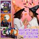 Cindeer 6 Packs 8 x 10 Inches Halloween Pre Drawn Canvas for Adult Framed Pumpkin Witch Bundle Stretched Painting Canvas DIY Halloween Acrylic Pouring and Oil Painting Party Favor(Novel)