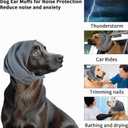 Dog Calming Hoodie with Noise Canceling Ear Muffs - No Shake Ear Wrap for Anxiety Relief, Fireworks & Thunder, Grooming & Force Drying, Head Cover for Hematoma Prevention, Comfort Fit, Grey (Medium)