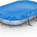 Reinmoson 14' x 8.2' Oval Pool Cover for Above Ground Pools Fits Pool, Easy Setup in 20s by 2 People Built-in Elastic & Integrated Cord, 170.5" x 100.4" x 24" Oval Above Ground Swimming Pool Cover