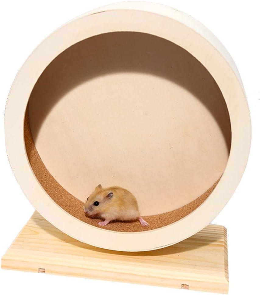 antiai Hamster Wooden Silent Wheel, 9.8 Inch Small Animal Exercise Wheel Accessories, Quiet Spinner Hamster Running Wheels Prevent Depression Toys for Hamsters, Gerbils, Mice and Other Small PetsL