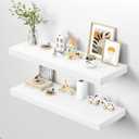 Dreamland 40" Floating Shelves for Wall, 12" Deep Thicker White Floating Shelves, Wall-Mounted Shelves for Bedroom, Living Room, Kitchen, Bathroom - Set of 2