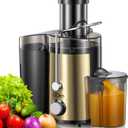 Juicer Machine, 800W Centrifugal Juicer Extractor with Wide Mouth 3 Feed Chute for Fruit Vegetable, Easy to Clean, Stainless Steel, BPA-free (Gold)