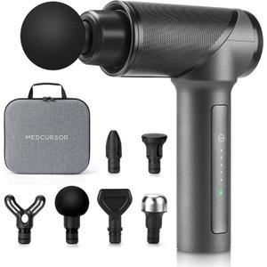 Medcursor Massage Gun, High Intensity Brushless Motor, Handheld Percussion Deep Tissue Massager with 6 Massage Heads for Sore Muscle and Stiffness, FSA and HSA Eligible, Gifts for Father/Dad (Gray)