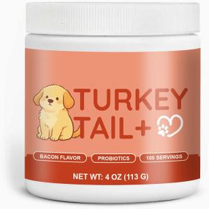 Turkey Tail for Dogs, Turkey Tail Mushroom for Dogs, Mushroom Supplement Powder, Supports Immunity, Energy and Skin & Coat - 113 Scoops (1PCS)