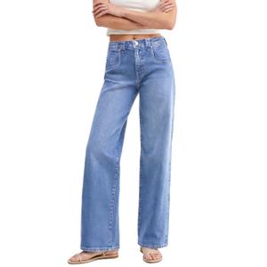 EMMIOL Womens Jeans Straight Leg,Mid-High Rise Baggy Denim Pants,Boyfriend Wide Leg,Loose Fit with Pocket,Runs Small; Size Up