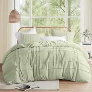 Comfort Spaces Sage All Season Lightweight Comforter Set - 3 Piece Pintuck Pleated Bedding Set, Extra Soft Pre-Washed Microfiber, Shams, King/Cal King