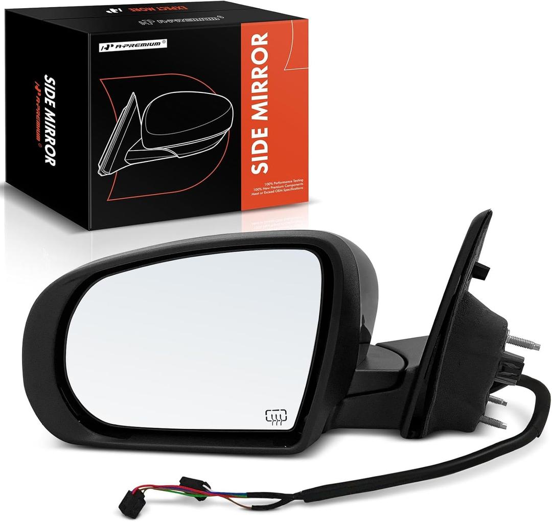 A-Premium Driver Side Power Door Mirror - Compatible with Jeep Compass 2017-2022 - Heated Manual Folding Black Outside Rear View Mirror w/Turn Signal