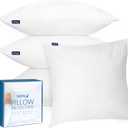 22x22 Pillow Cover Waterproof Pillow Protector Set of 4 for Square Throw Pillow 22x22 Inch, White Zippered Pillow Protector, Feather Proof Pillow Case Protector