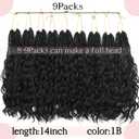 Boho Crochet Braids Close To Human Hair Pure Protein Silk Fiber 14 Inch Pre looped Goddess Box Braids with Three Soft Curls 9 Pack Bohemian Braids Crochet Hair for Black Women (1B,14Inch)