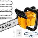 Mini Chainsaw Cordless Compatible for Dewalt 20V Battery (Without Battery, Tool Only) 12 Inch Handheld Brushless Electric Chainsaw with Auto Oiler & Security Lock, for Wood, Trees Cutting