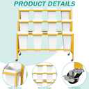 Putros Flower Display Stand with 12 Buckets Gold 3 Layers Metal Floral Cart with Wheels Moving Florist Bouquet Bar Plant Shelf for Indoor Outdoor Patio Garden Party Decor