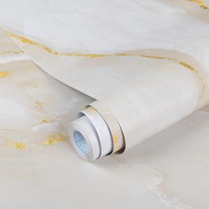 Anmon Marble Contact Paper Peel and Stick Wallpaper,Thickened Self Adhesive Waterproof Vinyl Film Faux Granite Roll Removable for Countertop Kitchen Bathroom Cabinet 11.8" x 78.7" (White & Gold)