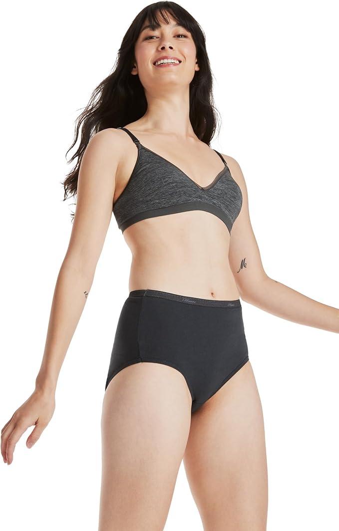 Hanes Women's Hi-Cut Cotton Underwear M 6 Pack (Black, Pink, Mint, White, Floral)