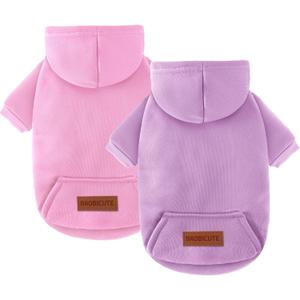 2 Pack Dog Hoodie Warm Hood Dog Sweater Cold Weather Small Dogs Sweatshirt Comfort Pet Clothes for Small Medium Dogs with Pockets Cats Chihuahua Clothes for Male Female Girl Boy Sporty Daily Wear