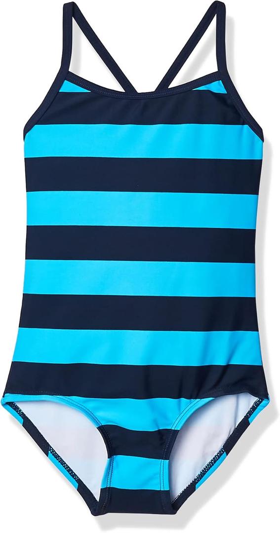 Kanu Surf Girls' Big Layla One Piece Swimsuit, Navy/Aqua, 12